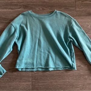 AE American Eagle Cropped Crewneck- TEAL